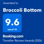 Broccoli Bottom has been awarded 9.6 out of 10 in Booking.com 2026 Traveller Reviews - Click to read more